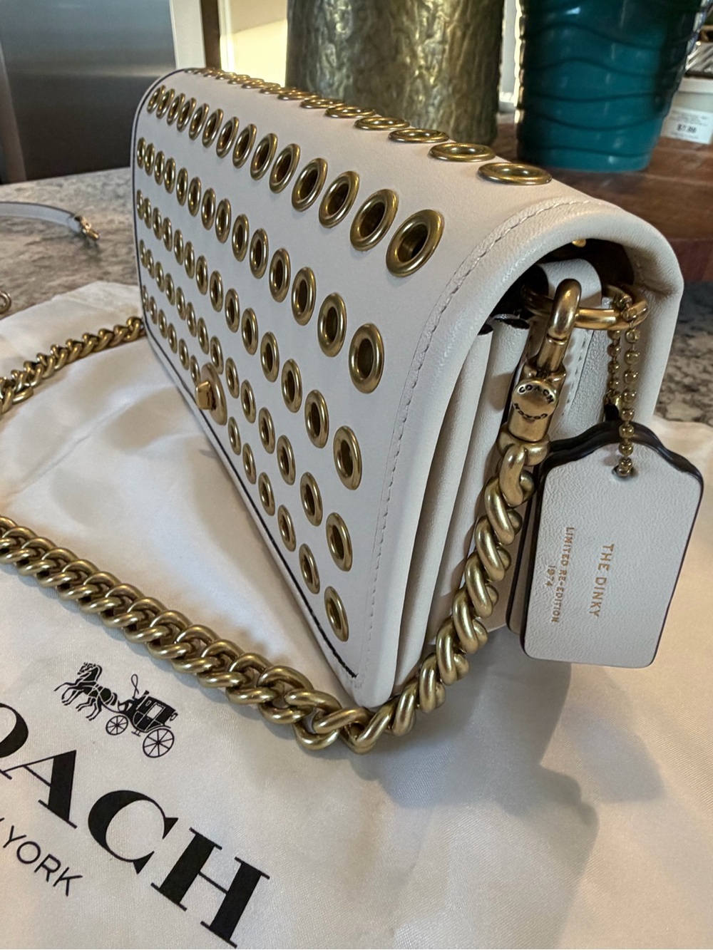 Coach Dinky Bag With Grommets Chalk - Picture 9 of 12